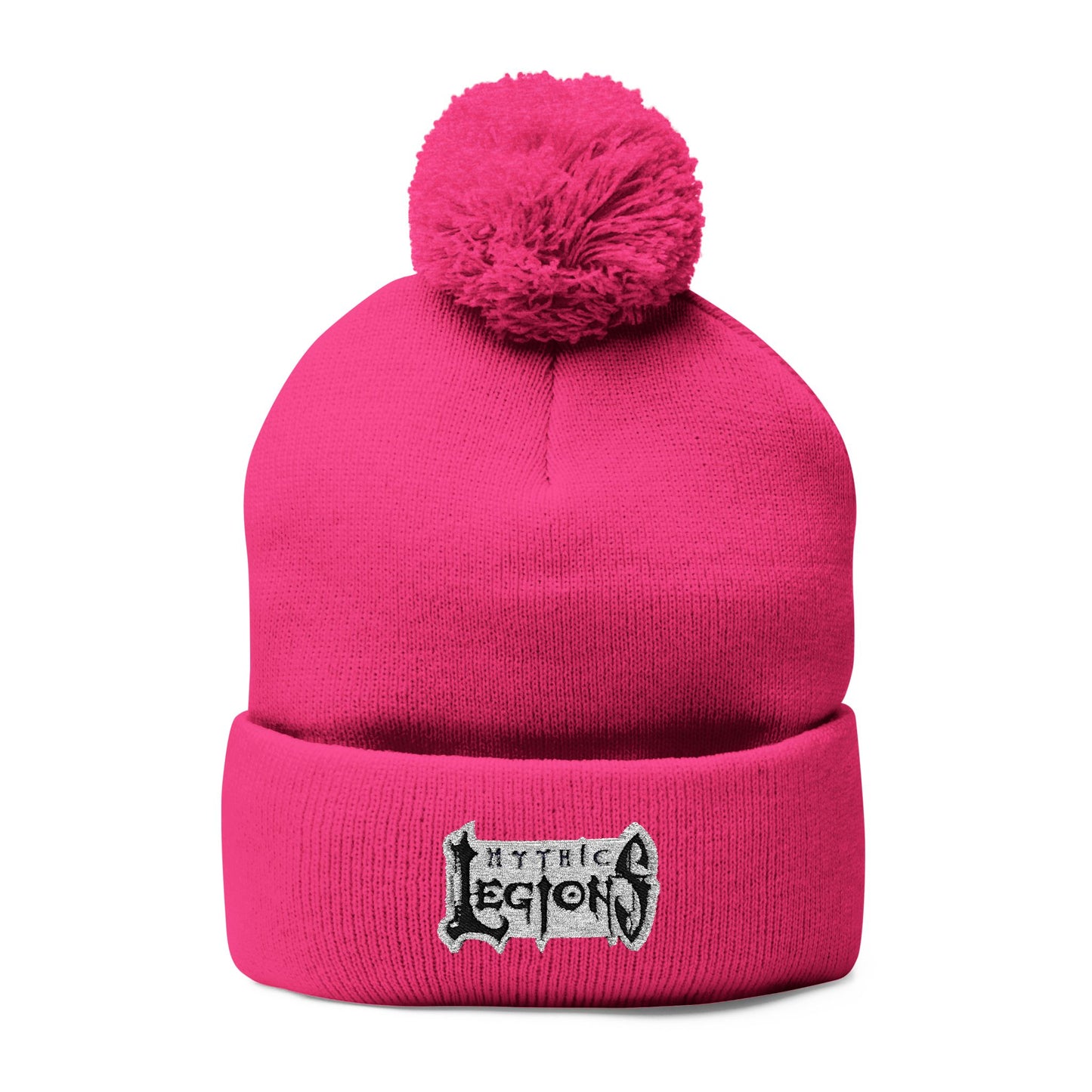 Embroidered Pom-Pom Knit Beanie | Mythic Legions OG Logo