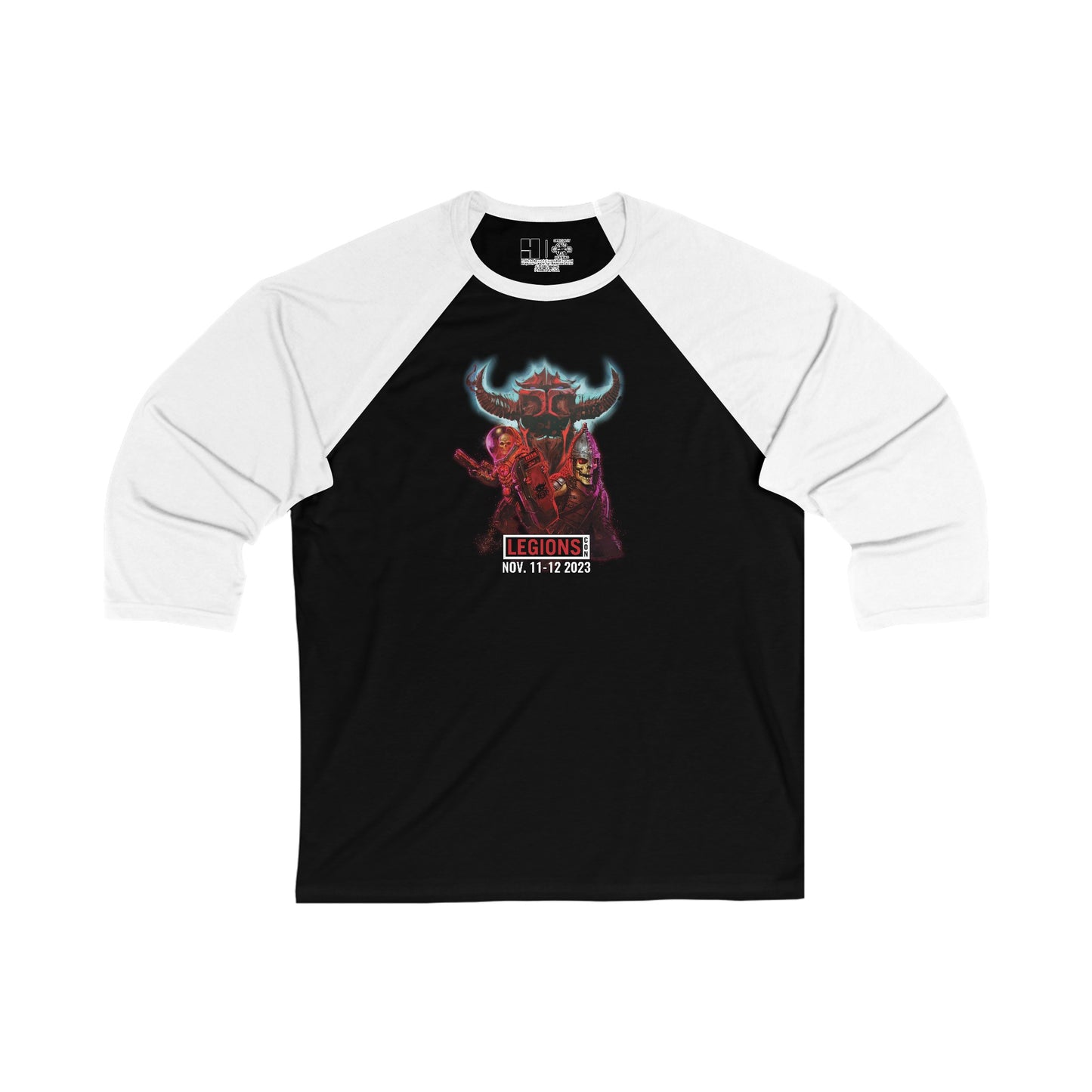 Wal-torr the Mad & Vorgus | LegionsCon | Cosmic & Mythic Legions | 3\4 Sleeve Baseball T-Shirt
