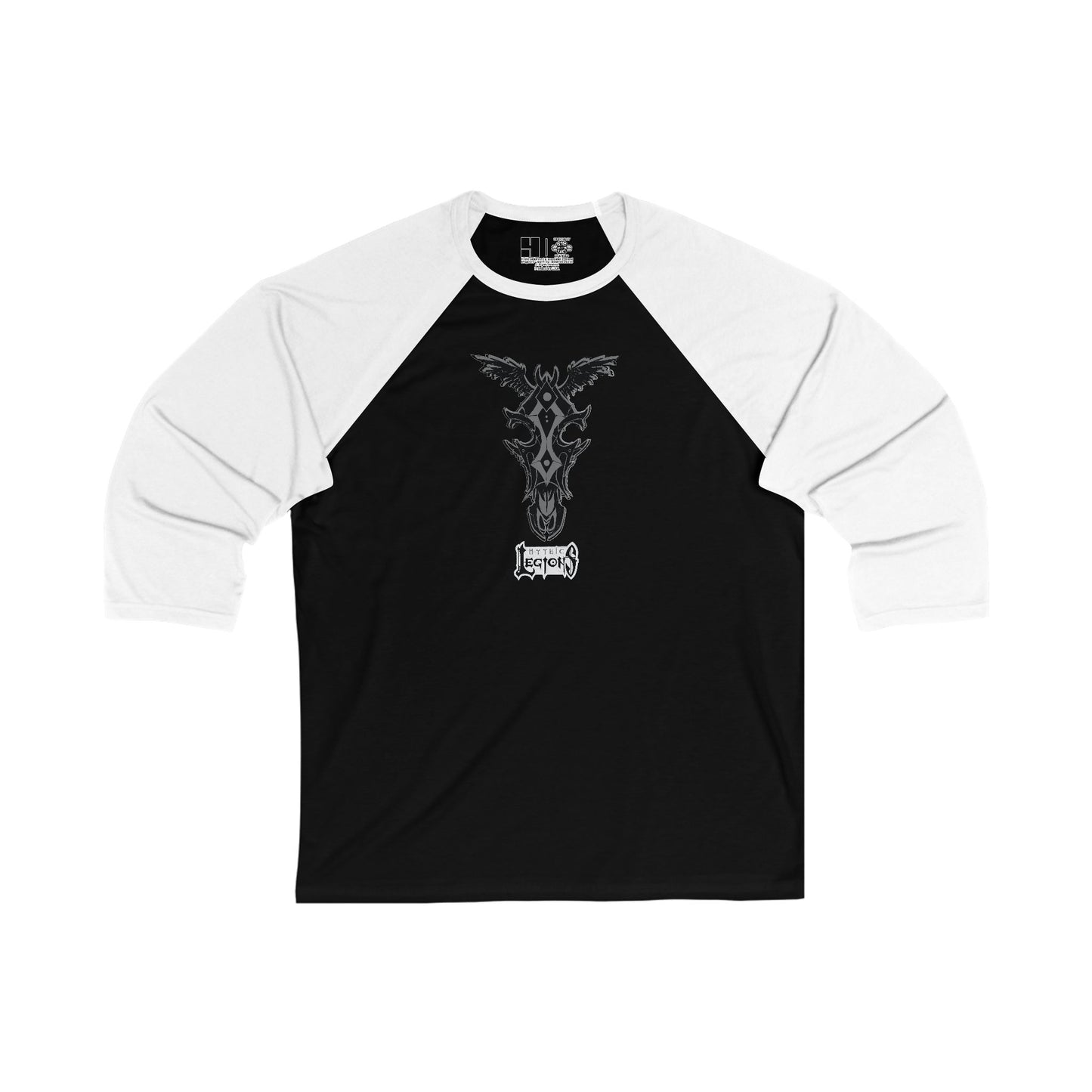 4H | Wing | Skull Logo | w_ Logo | Mythic Legions | 3\4 Sleeve Baseball T-Shirt