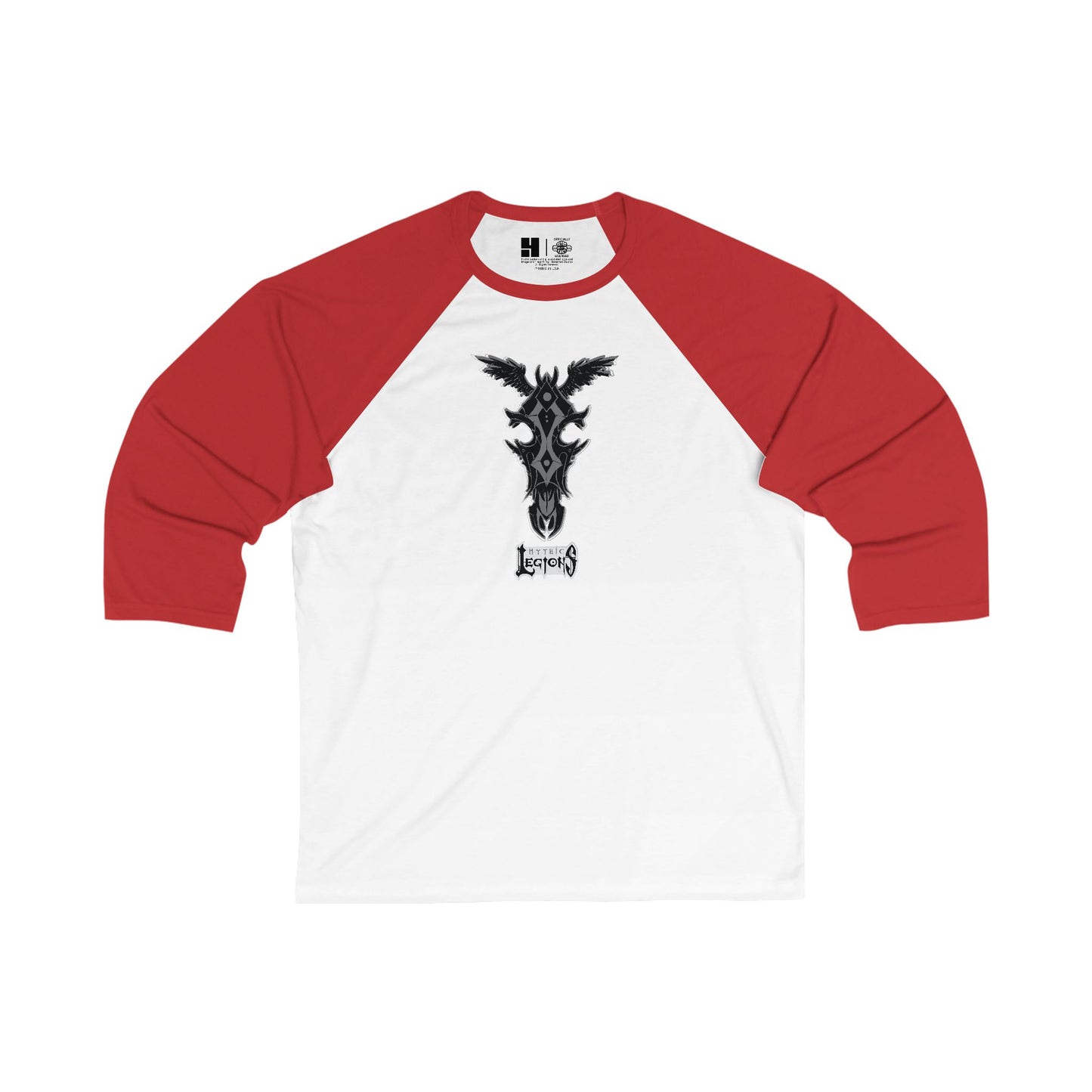 4H | Wing | Skull Logo | w_ Logo | Mythic Legions | 3\4 Sleeve Baseball T-Shirt