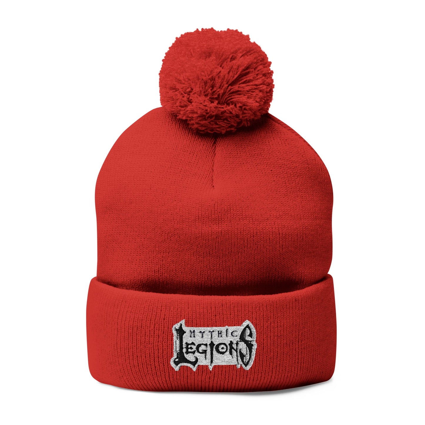Embroidered Pom-Pom Knit Beanie | Mythic Legions OG Logo