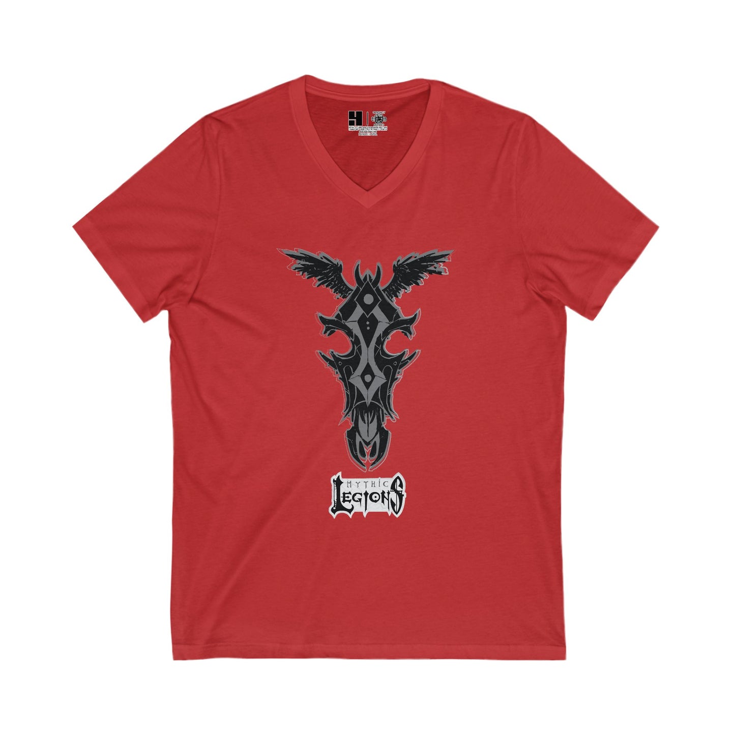 4H | Wing | Skull Logo | w_ Logo | Mythic Legions | V-Neck T-Shirt
