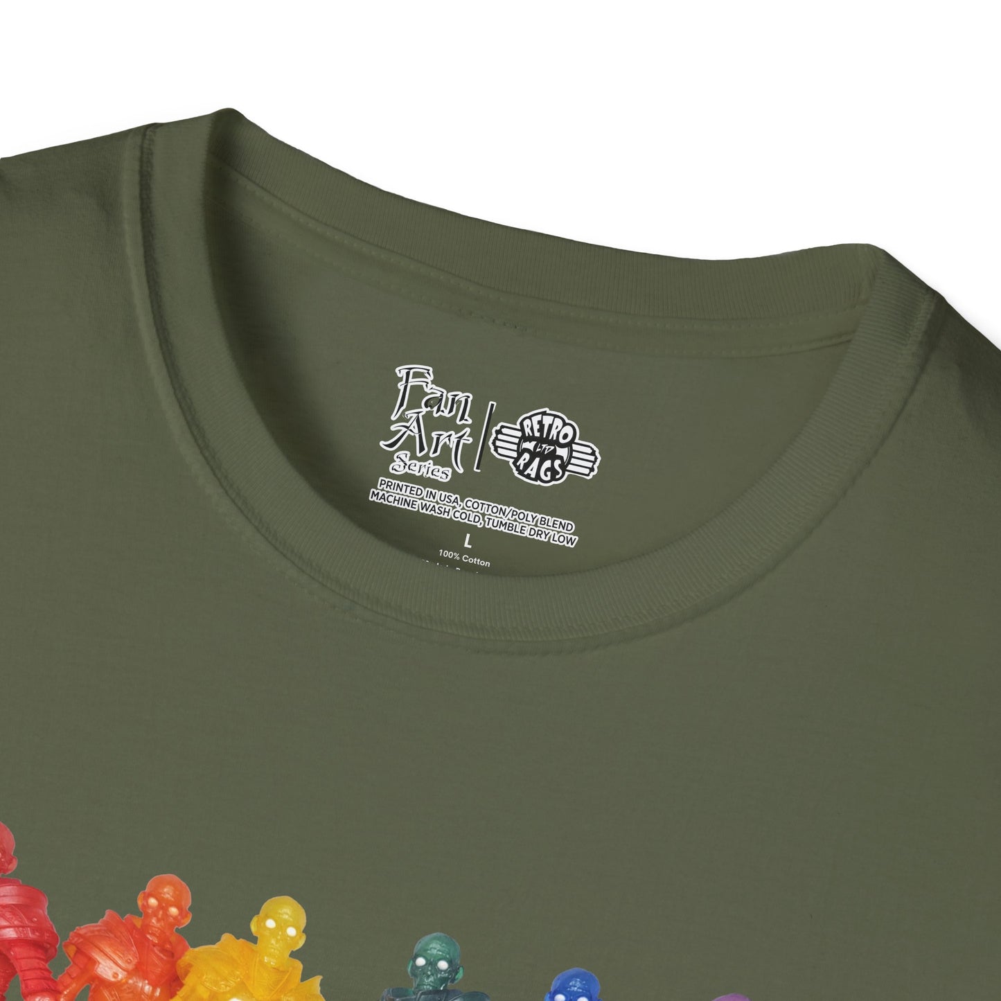 Rainbow Ghosts w/ Toy Culprits White Logo | Mythic Legions | Fan Art | Soft T-Shirt