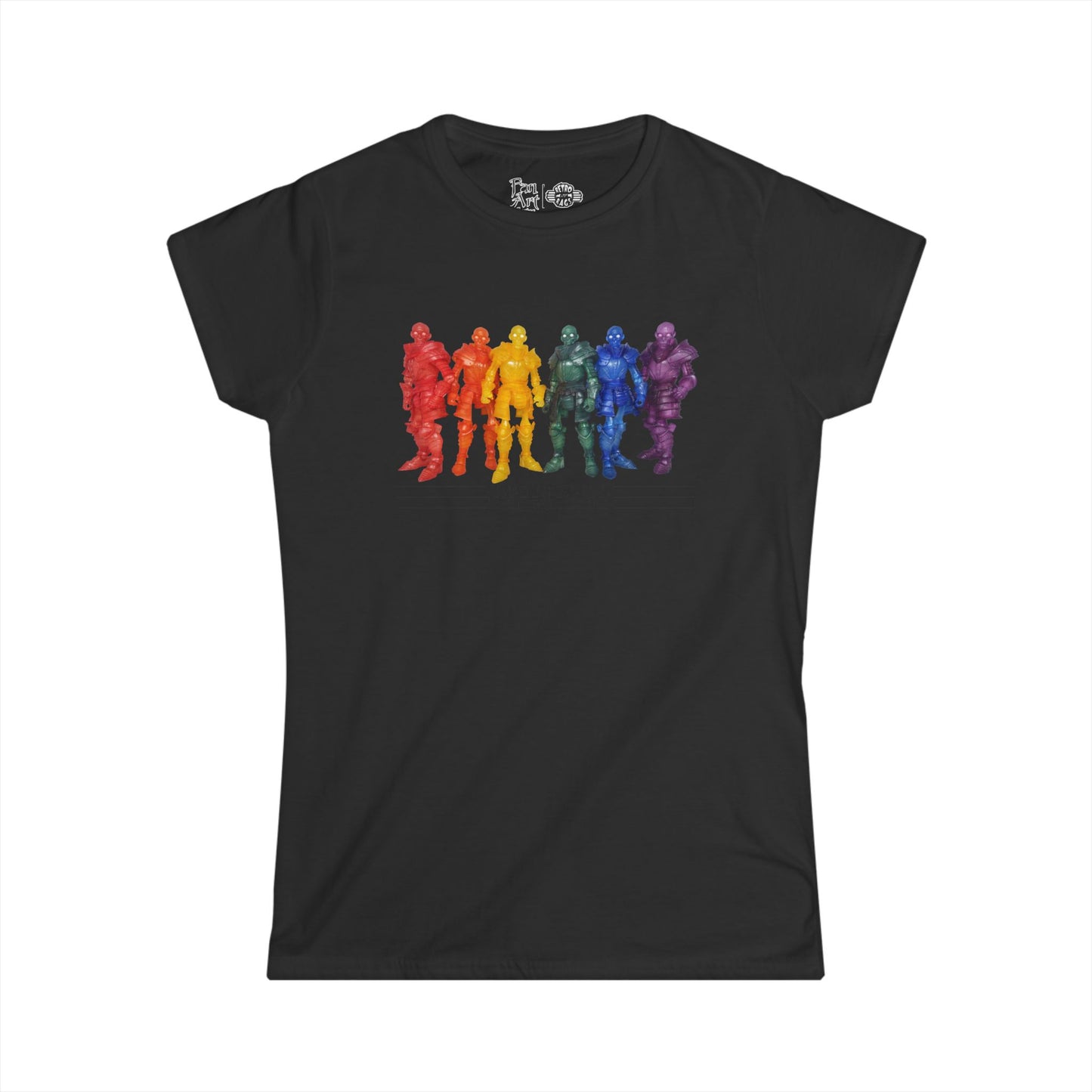 Rainbow Ghosts w/ Toy Culprits Black Logo | Mythic Legions | Fan Art | Women's T-Shirt