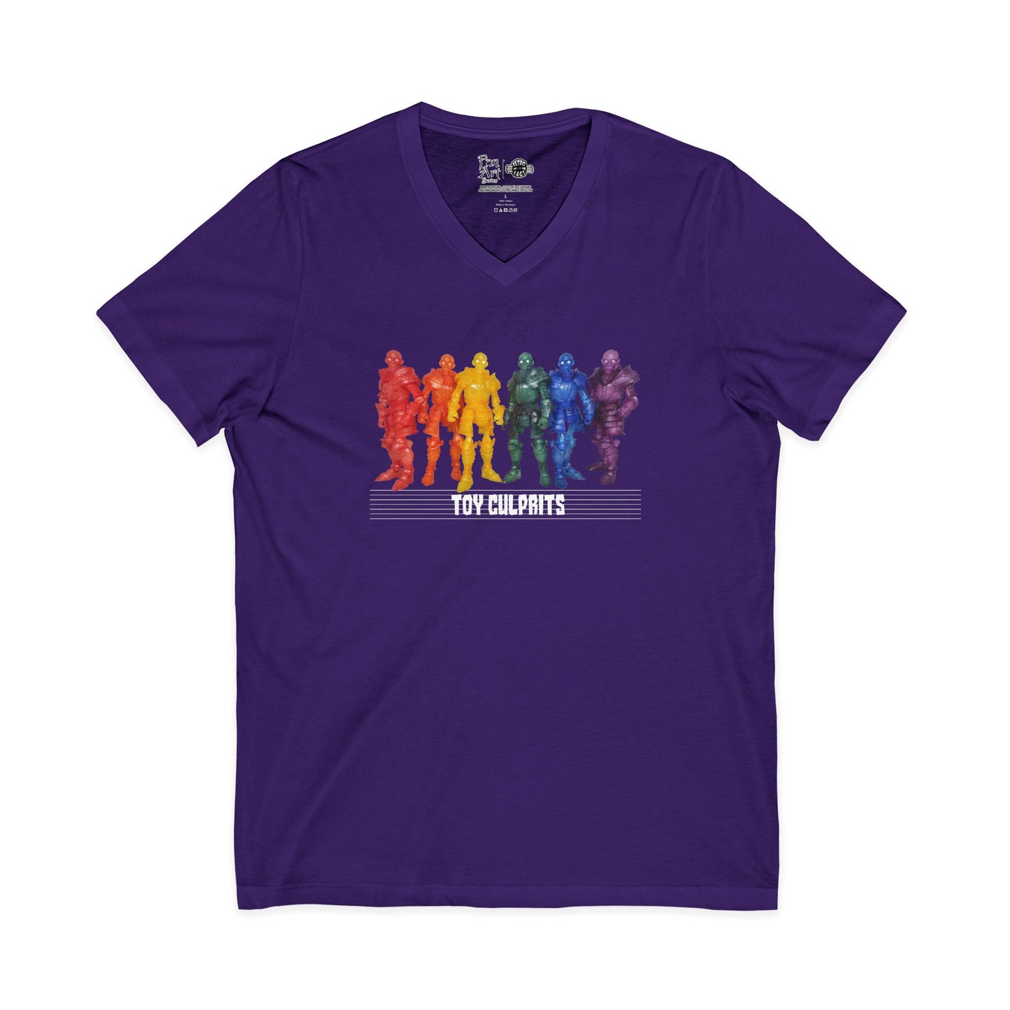 Rainbow Ghosts w/ Toy Culprits White Logo | Mythic Legions | Fan Art | V-Neck T-Shirt
