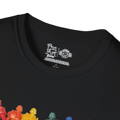 Rainbow Ghosts w/ Toy Culprits Black Logo | Mythic Legions | Fan Art | Soft T-Shirt