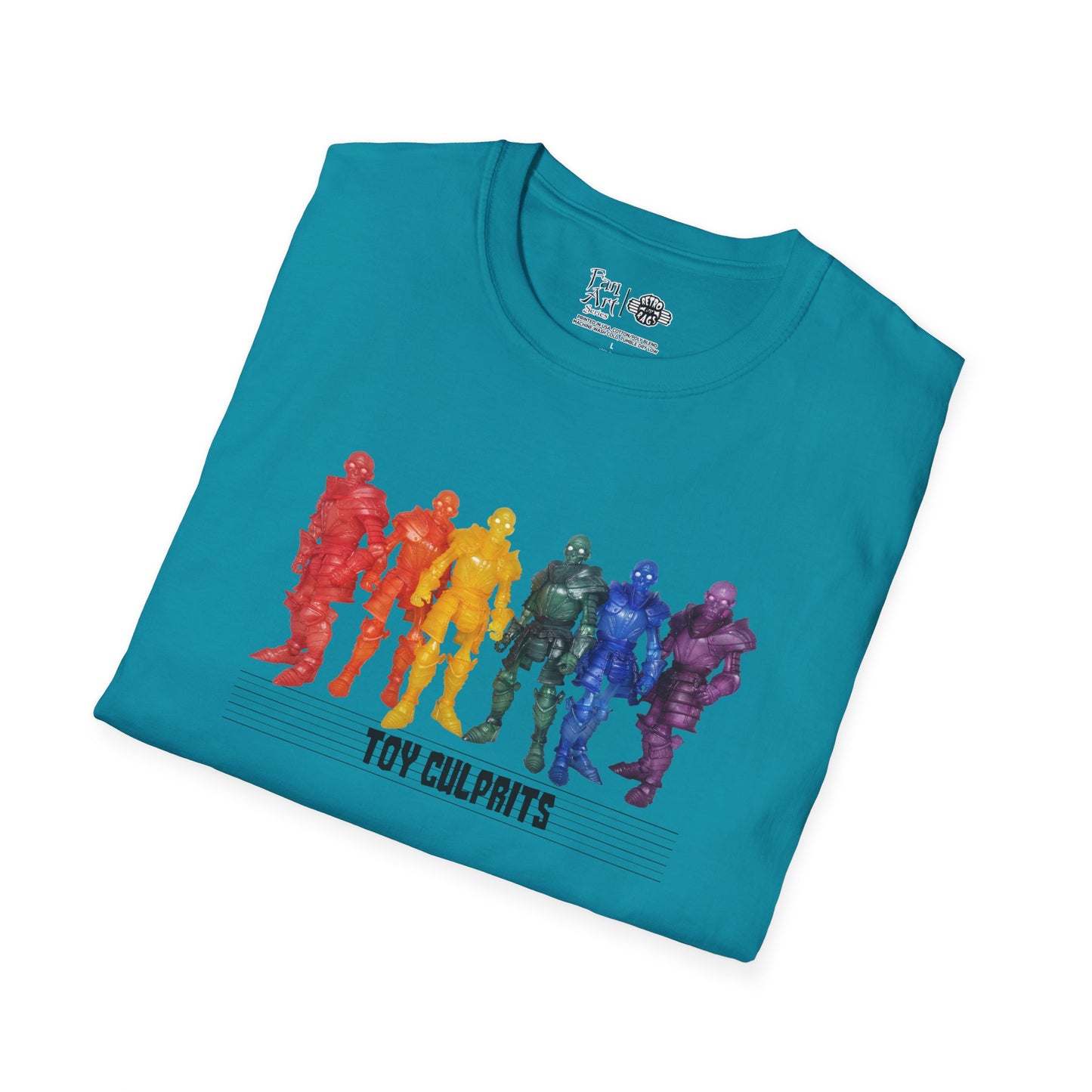 Rainbow Ghosts w/ Toy Culprits Black Logo | Mythic Legions | Fan Art | Soft T-Shirt