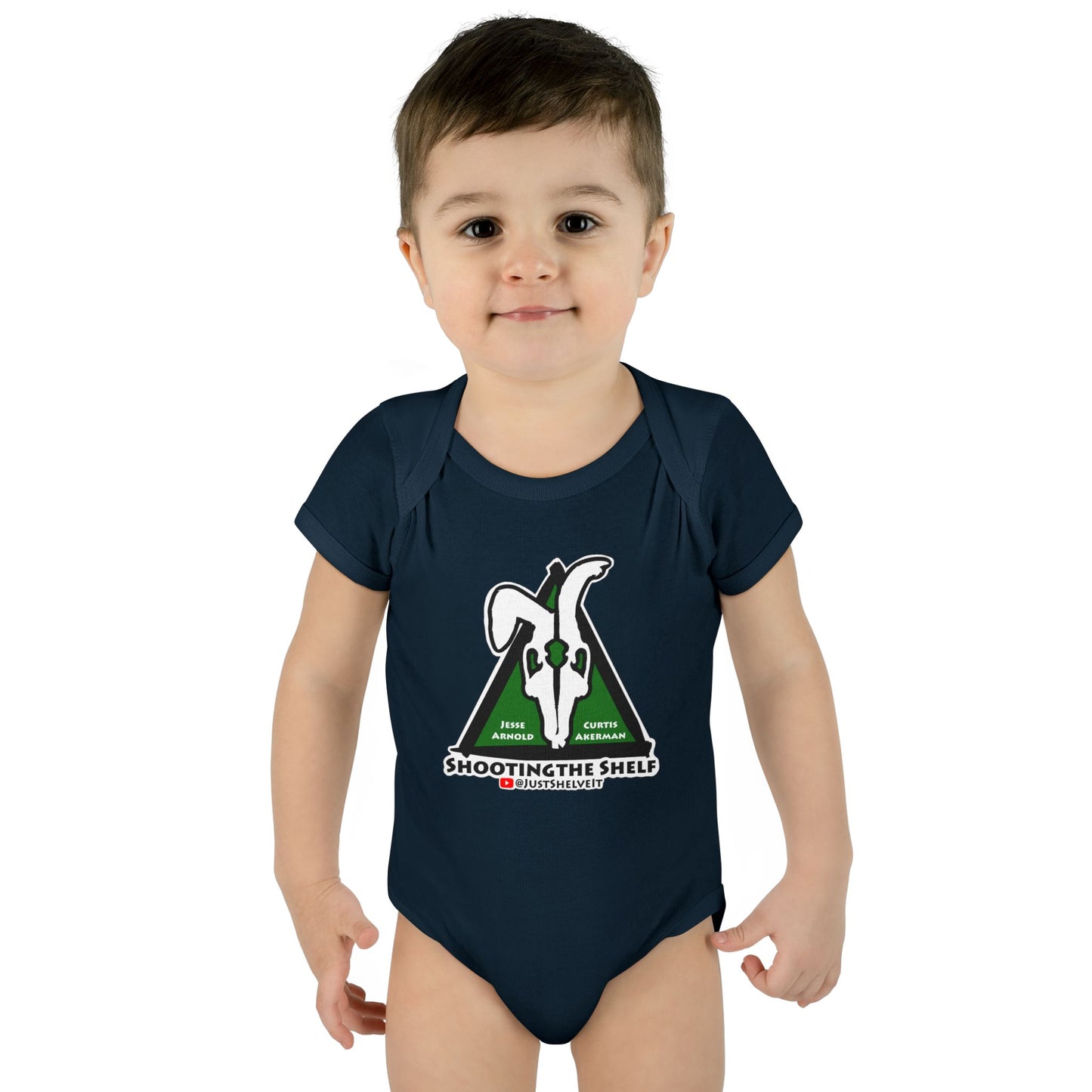 Shooting the Shelf Logo | Mythic Legions | Fan Art | Baby Bodysuit