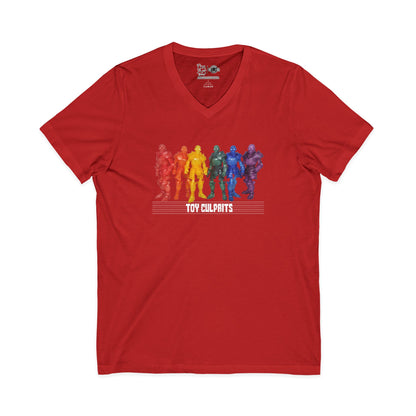 Rainbow Ghosts w/ Toy Culprits White Logo | Mythic Legions | Fan Art | V-Neck T-Shirt