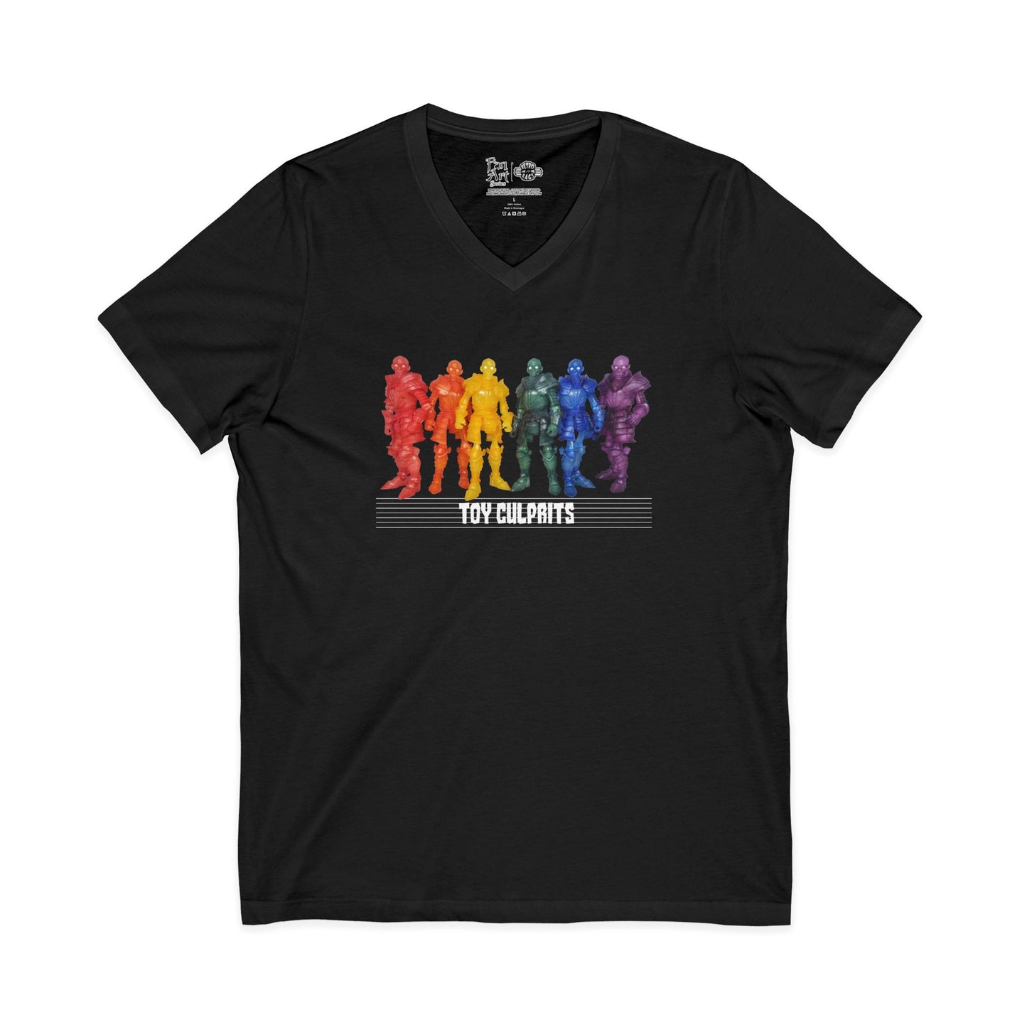 Rainbow Ghosts w/ Toy Culprits White Logo | Mythic Legions | Fan Art | V-Neck T-Shirt