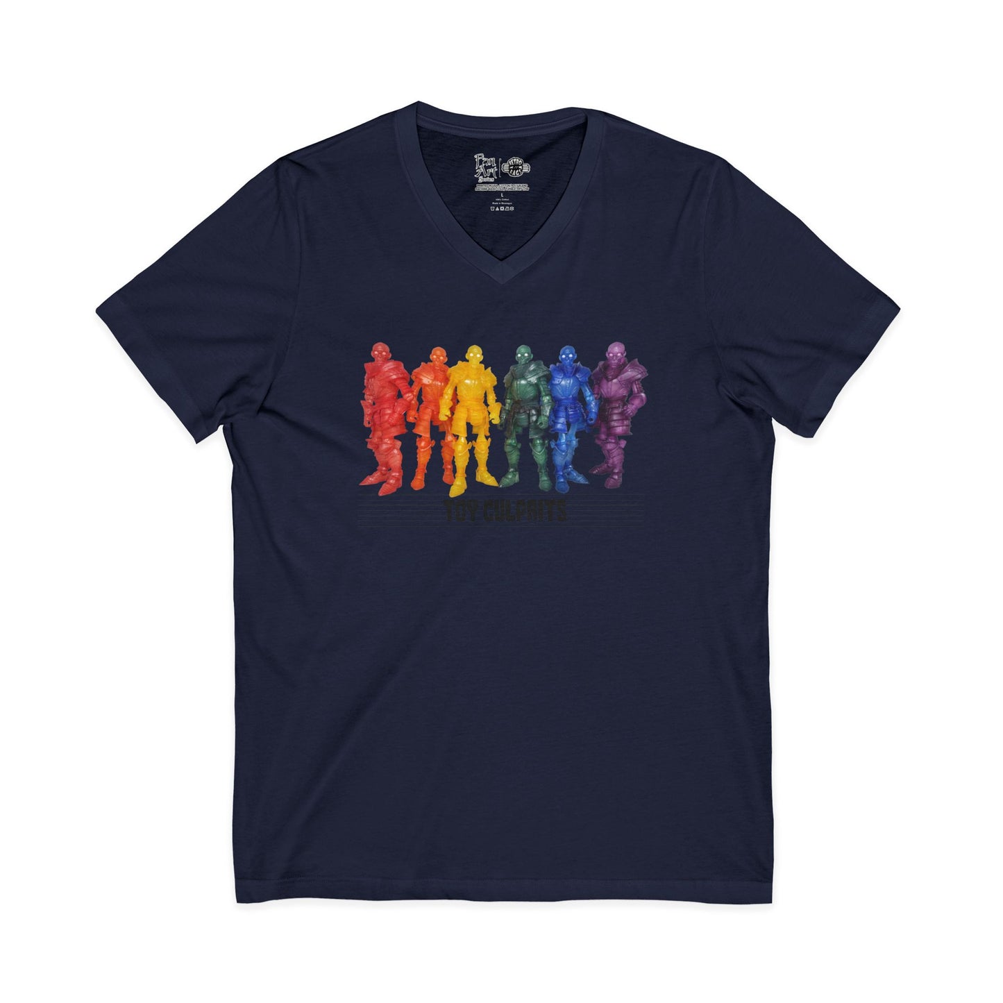 Rainbow Ghosts w/ Toy Culprits Black Logo | Mythic Legions | Fan Art | V-Neck T-Shirt