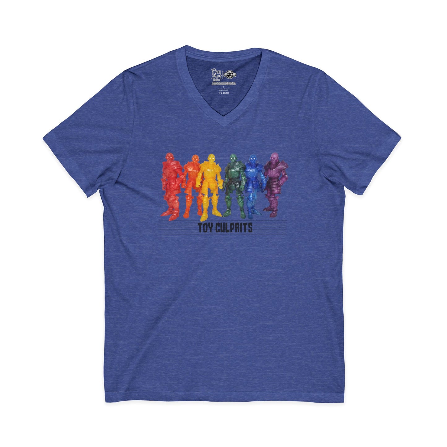 Rainbow Ghosts w/ Toy Culprits Black Logo | Mythic Legions | Fan Art | V-Neck T-Shirt
