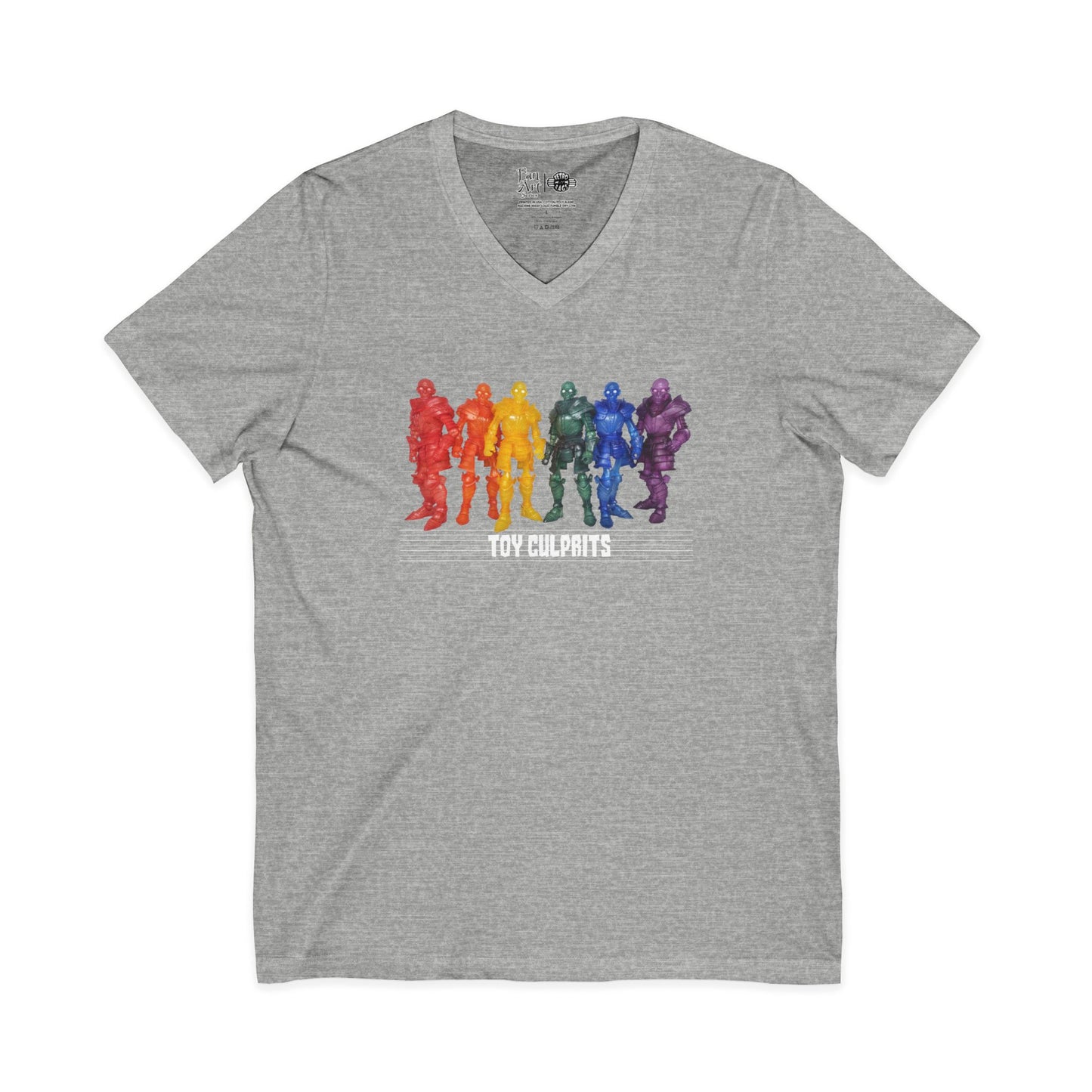 Rainbow Ghosts w/ Toy Culprits White Logo | Mythic Legions | Fan Art | V-Neck T-Shirt