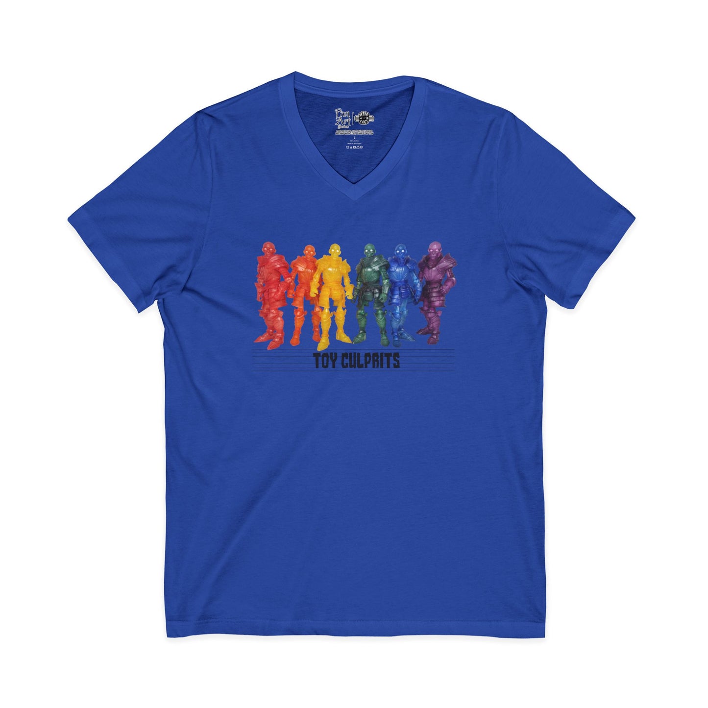 Rainbow Ghosts w/ Toy Culprits Black Logo | Mythic Legions | Fan Art | V-Neck T-Shirt