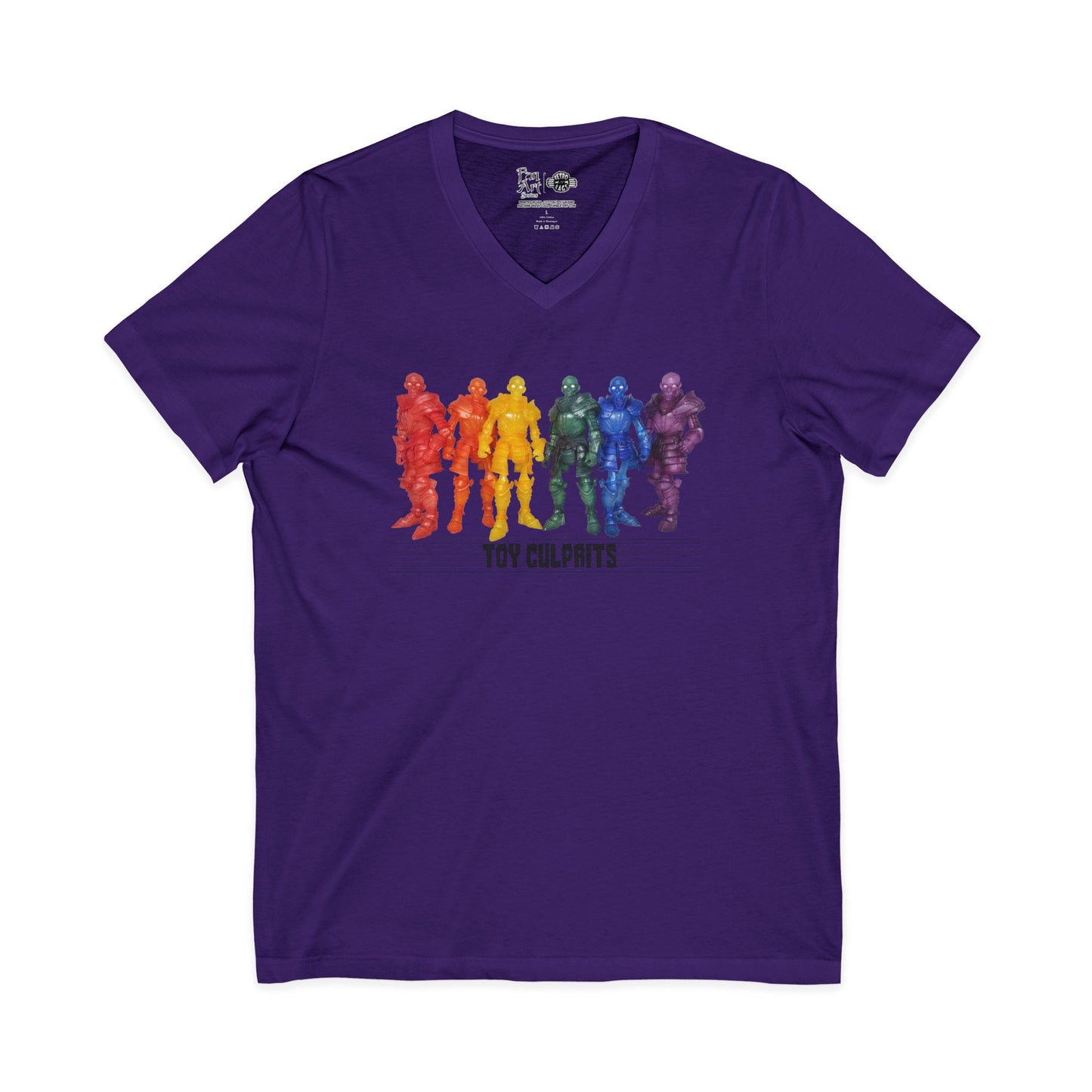 Rainbow Ghosts w/ Toy Culprits Black Logo | Mythic Legions | Fan Art | V-Neck T-Shirt