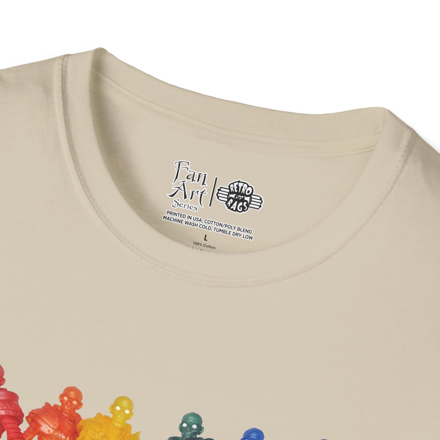 Rainbow Ghosts w/ Toy Culprits Black Logo | Mythic Legions | Fan Art | Soft T-Shirt