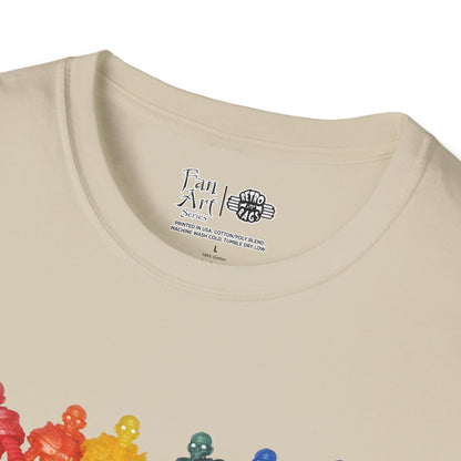 Rainbow Ghosts w/ Toy Culprits Black Logo | Mythic Legions | Fan Art | Soft T-Shirt