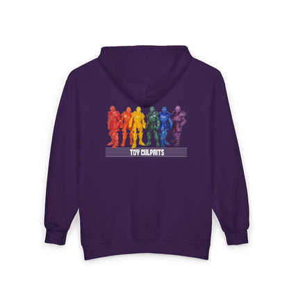 Rainbow Ghosts w/ Toy Culprits White Logo | Mythic Legions | Fan Art | Full Zip Hoodie