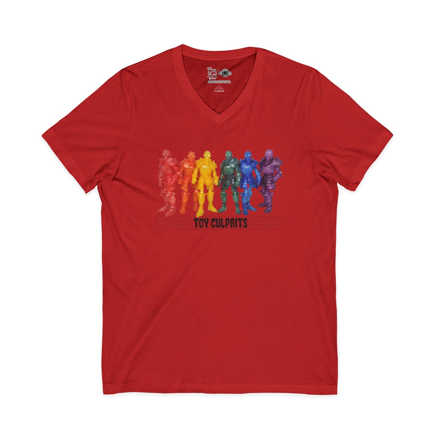 Rainbow Ghosts w/ Toy Culprits Black Logo | Mythic Legions | Fan Art | V-Neck T-Shirt
