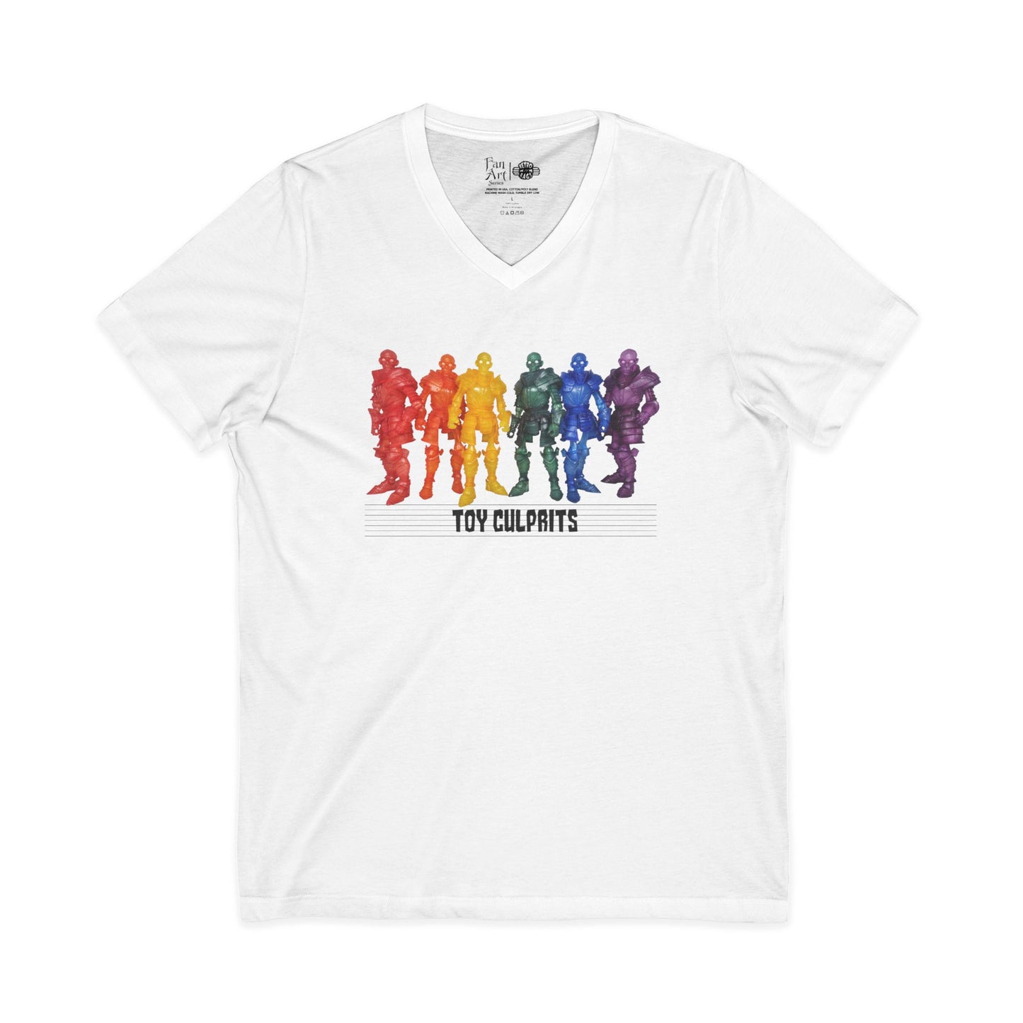 Rainbow Ghosts w/ Toy Culprits Black Logo | Mythic Legions | Fan Art | V-Neck T-Shirt