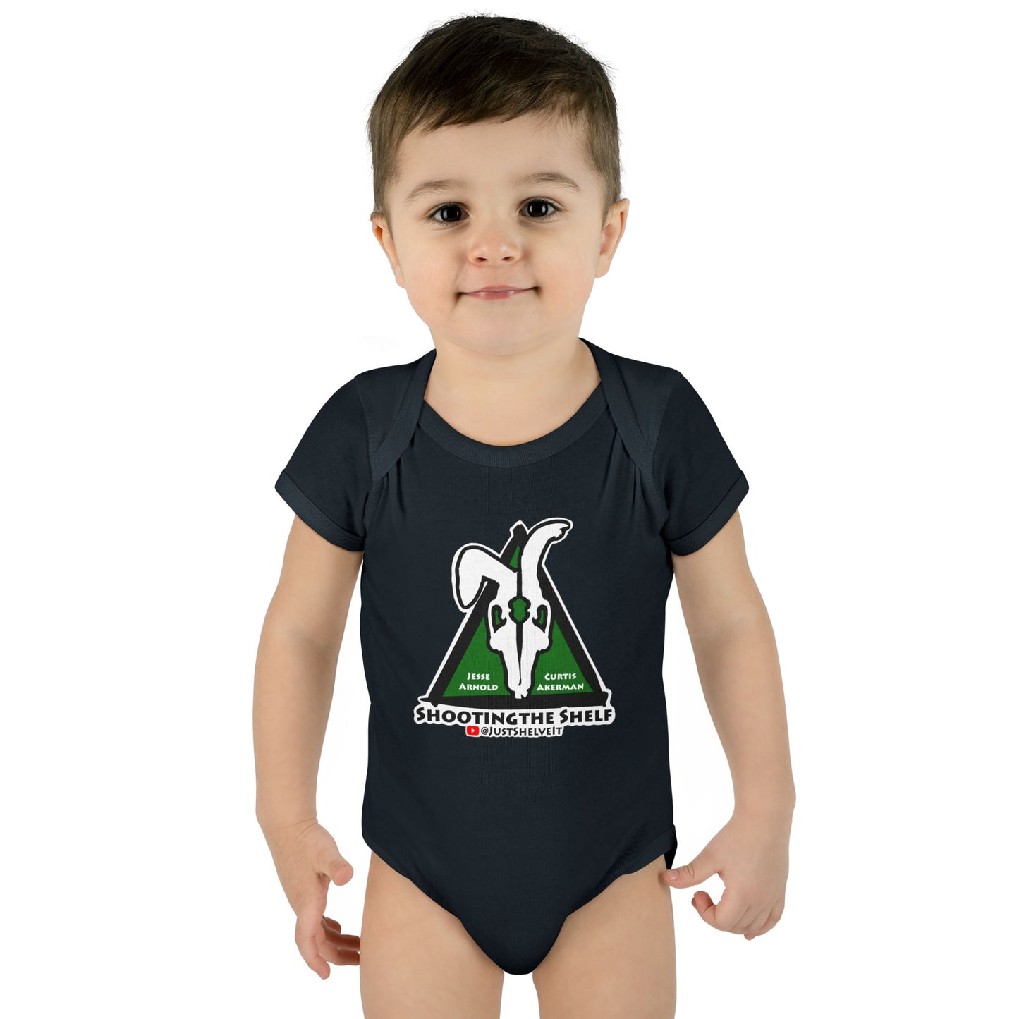 Shooting the Shelf Logo | Mythic Legions | Fan Art | Baby Bodysuit