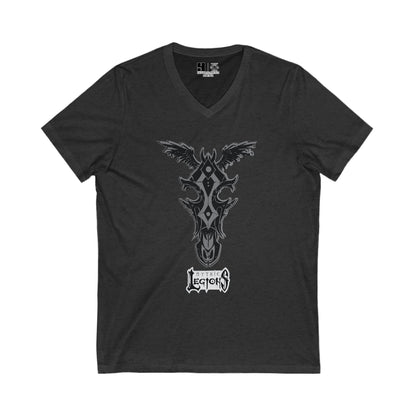4H | Wing | Skull Logo | w_ Logo | Mythic Legions | V-Neck T-Shirt