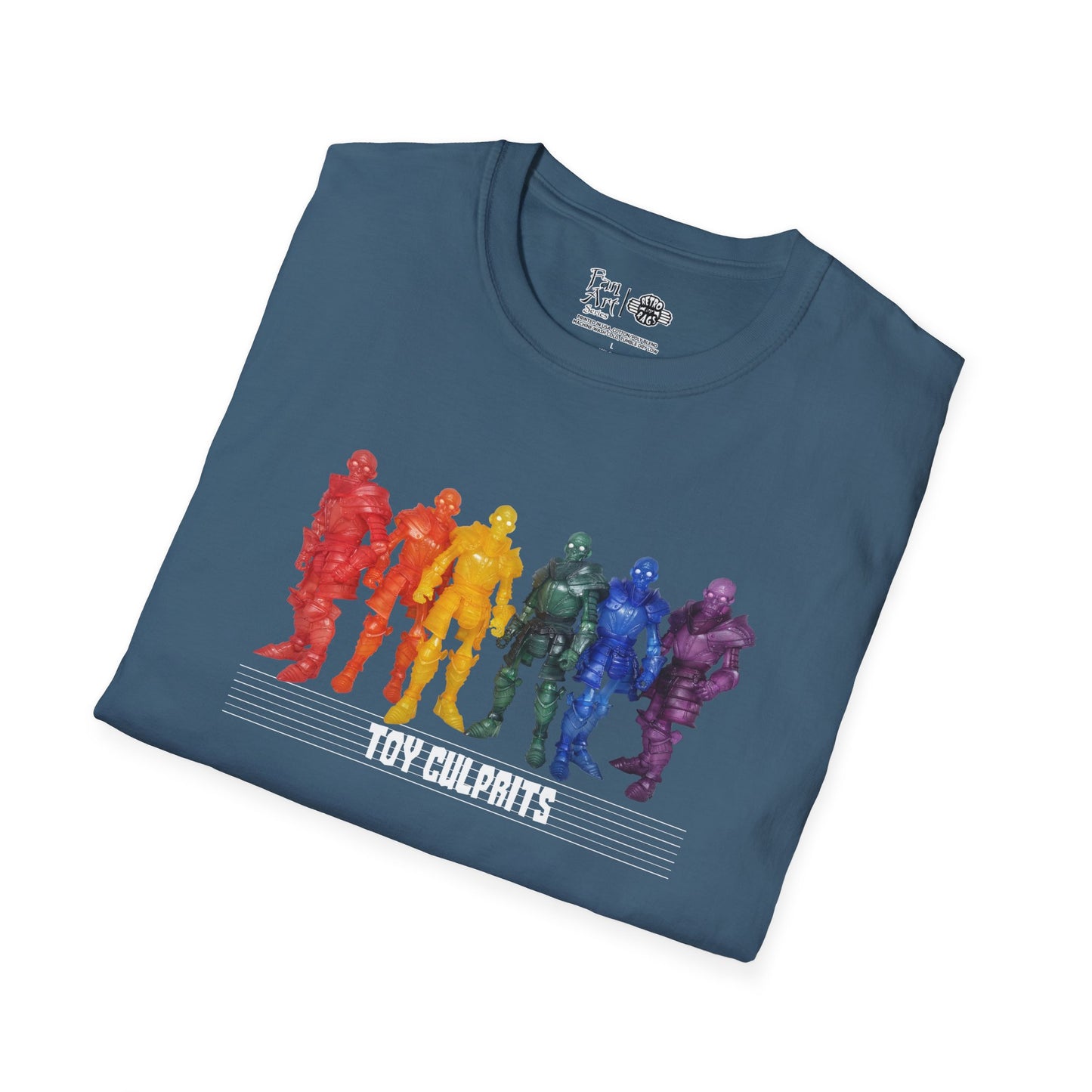 Rainbow Ghosts w/ Toy Culprits White Logo | Mythic Legions | Fan Art | Soft T-Shirt