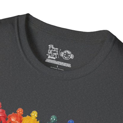 Rainbow Ghosts w/ Toy Culprits Black Logo | Mythic Legions | Fan Art | Soft T-Shirt