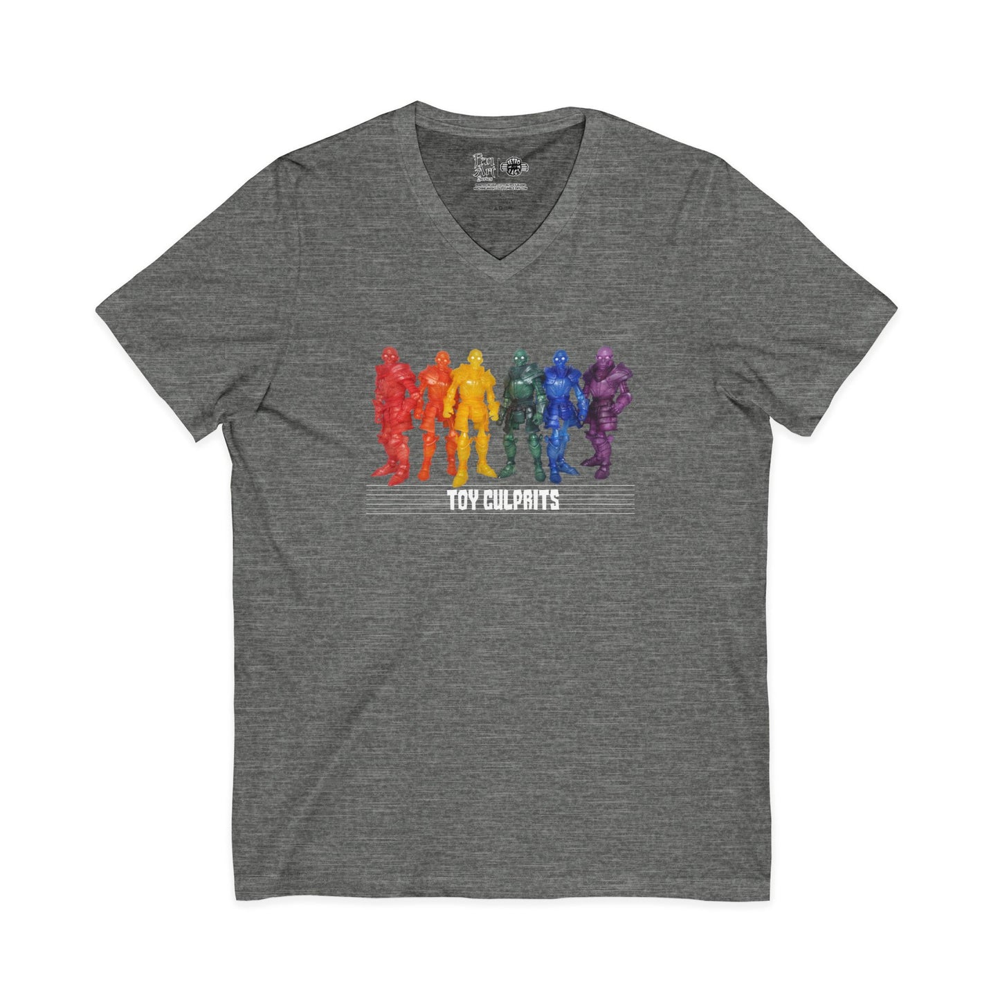 Rainbow Ghosts w/ Toy Culprits White Logo | Mythic Legions | Fan Art | V-Neck T-Shirt
