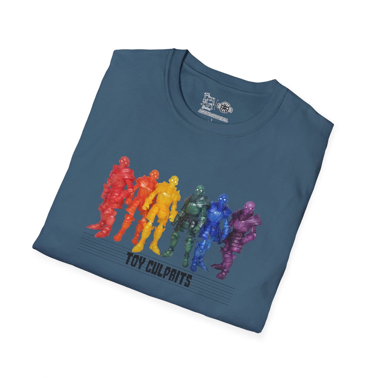 Rainbow Ghosts w/ Toy Culprits Black Logo | Mythic Legions | Fan Art | Soft T-Shirt