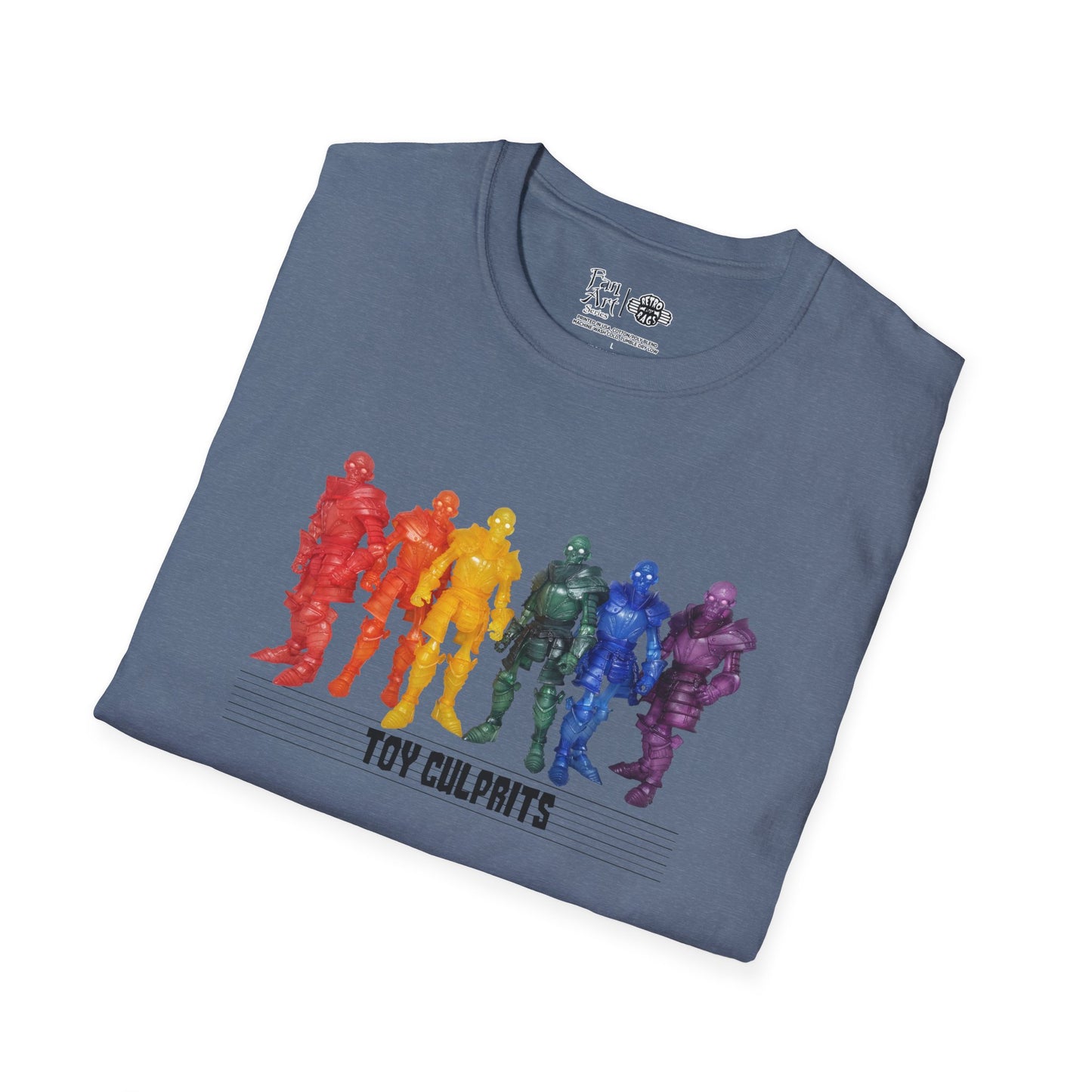 Rainbow Ghosts w/ Toy Culprits Black Logo | Mythic Legions | Fan Art | Soft T-Shirt