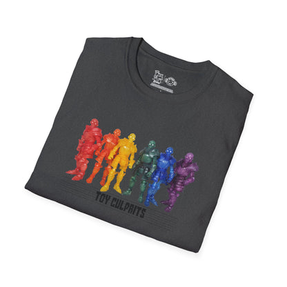 Rainbow Ghosts w/ Toy Culprits Black Logo | Mythic Legions | Fan Art | Soft T-Shirt