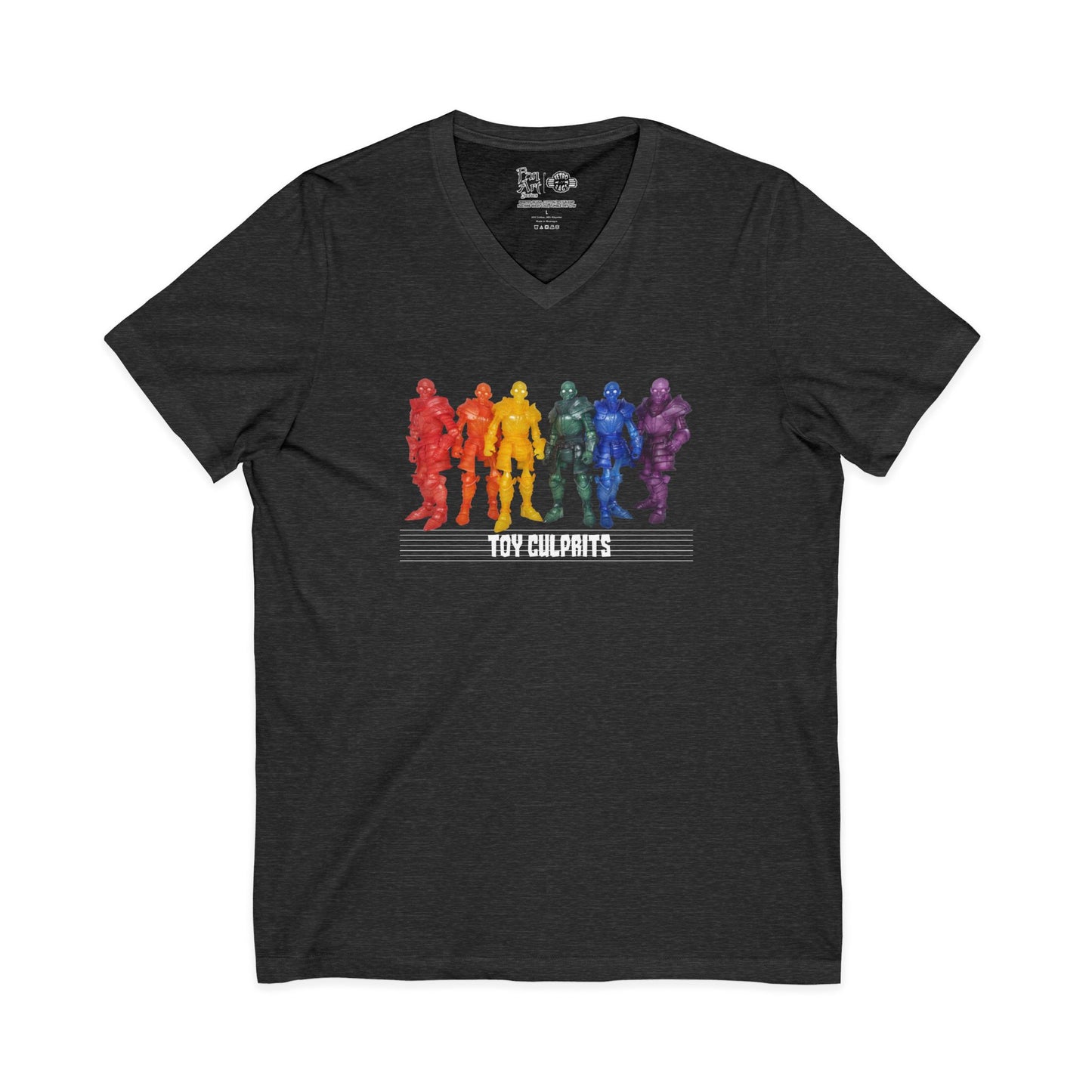 Rainbow Ghosts w/ Toy Culprits White Logo | Mythic Legions | Fan Art | V-Neck T-Shirt