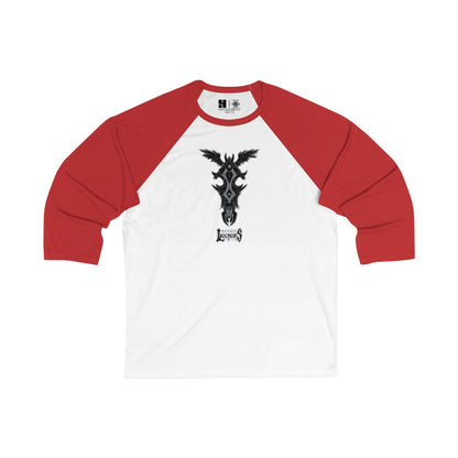 4H | Wing | Skull Logo | w_ Logo | Mythic Legions | 3\4 Sleeve Baseball T-Shirt