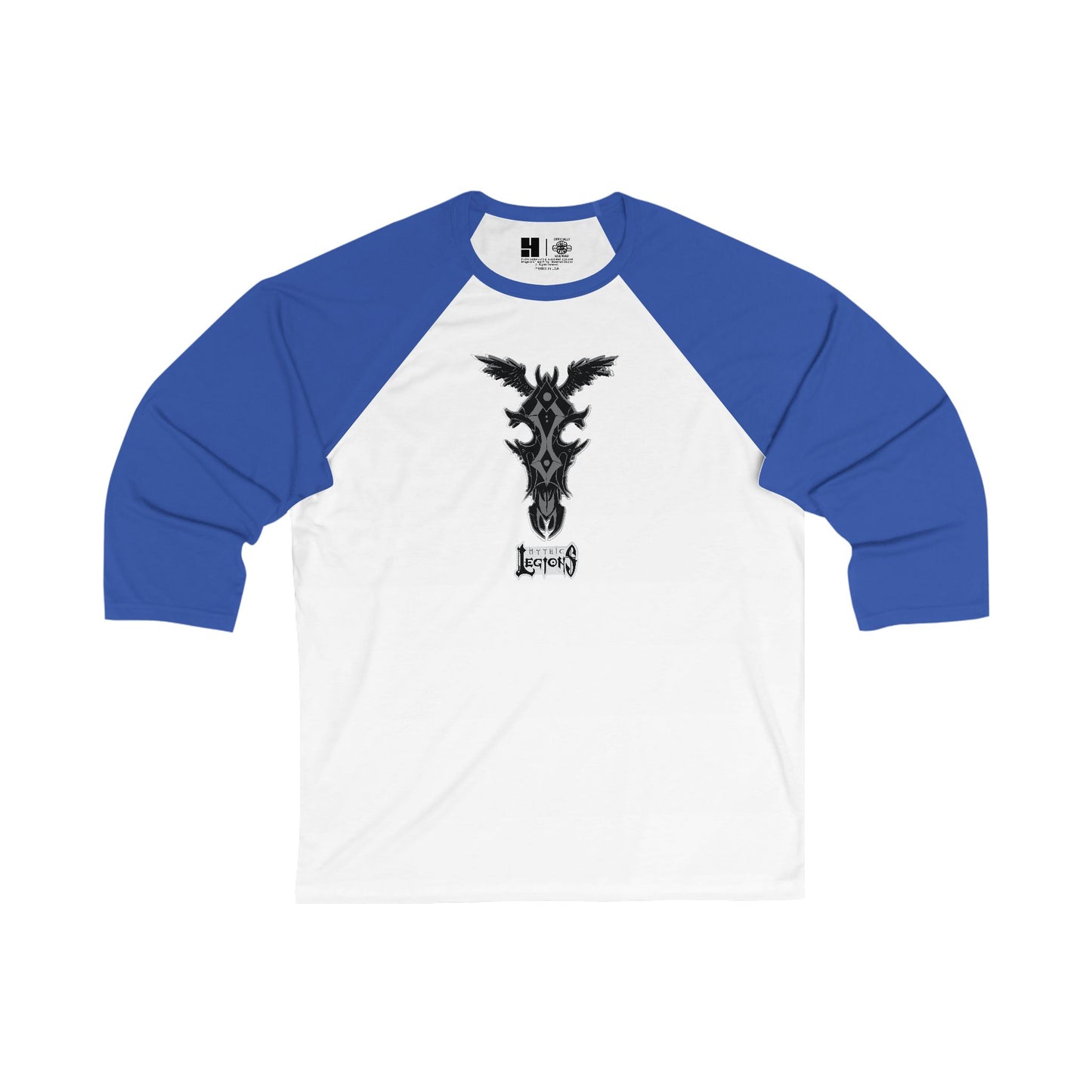 4H | Wing | Skull Logo | w_ Logo | Mythic Legions | 3\4 Sleeve Baseball T-Shirt