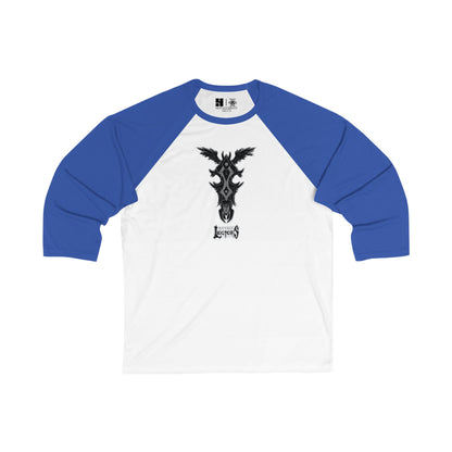 4H | Wing | Skull Logo | w_ Logo | Mythic Legions | 3\4 Sleeve Baseball T-Shirt