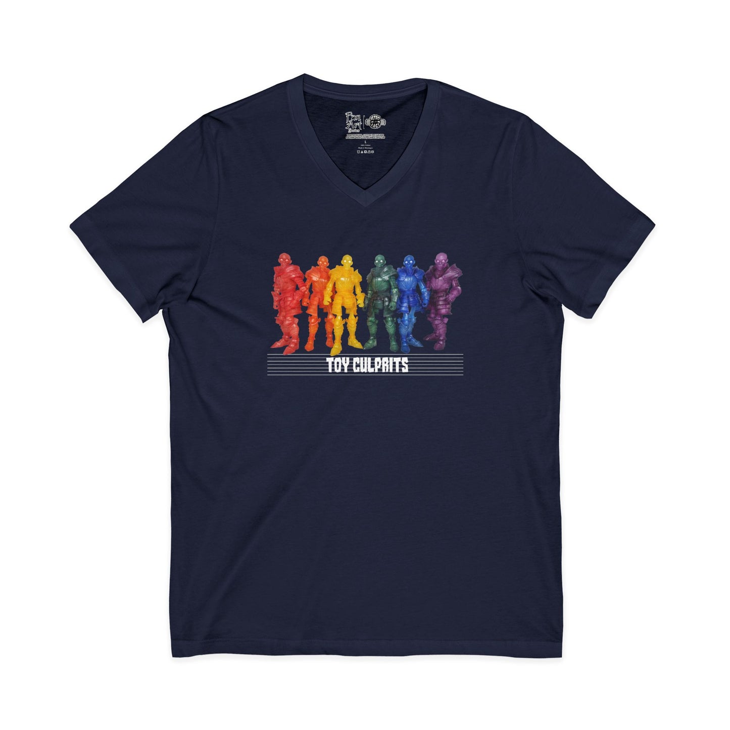 Rainbow Ghosts w/ Toy Culprits White Logo | Mythic Legions | Fan Art | V-Neck T-Shirt