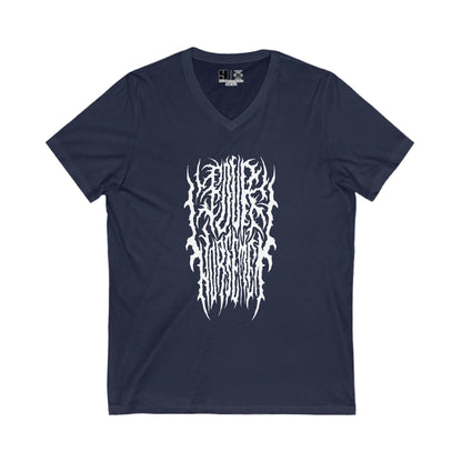 4H Metal Logo White | Mythic Legions | V-Neck T-Shirt