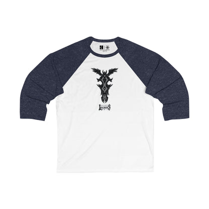 4H | Wing | Skull Logo | w_ Logo | Mythic Legions | 3\4 Sleeve Baseball T-Shirt
