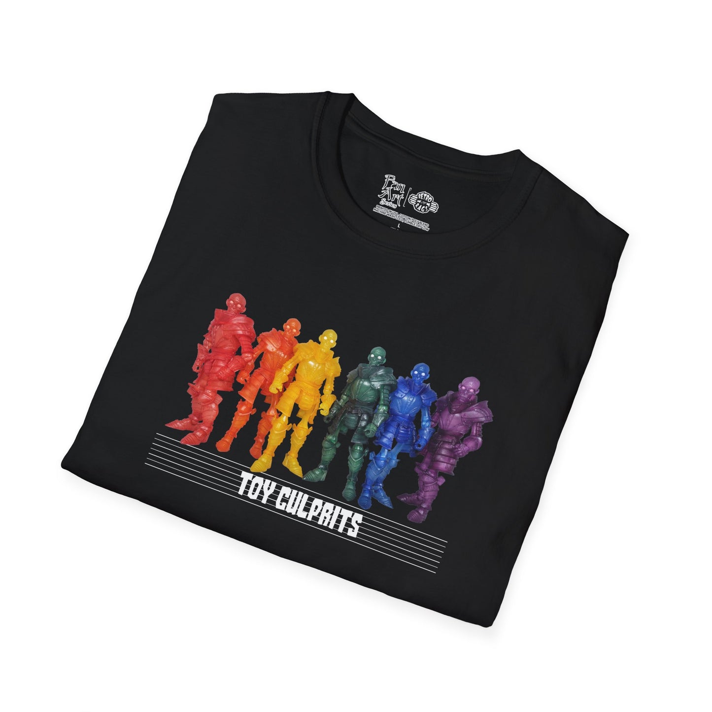 Rainbow Ghosts w/ Toy Culprits White Logo | Mythic Legions | Fan Art | Soft T-Shirt