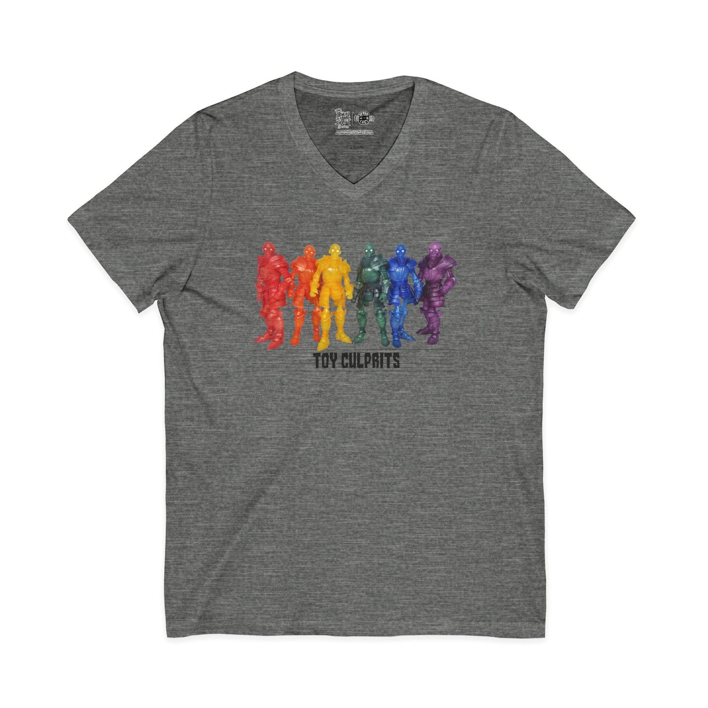 Rainbow Ghosts w/ Toy Culprits Black Logo | Mythic Legions | Fan Art | V-Neck T-Shirt
