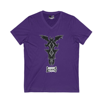 4H | Wing | Skull Logo | w_ Logo | Mythic Legions | V-Neck T-Shirt