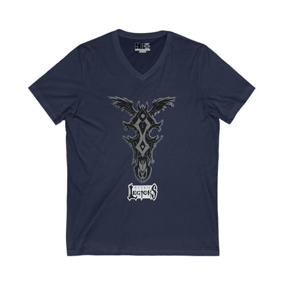 4H | Wing | Skull Logo | w_ Logo | Mythic Legions | V-Neck T-Shirt