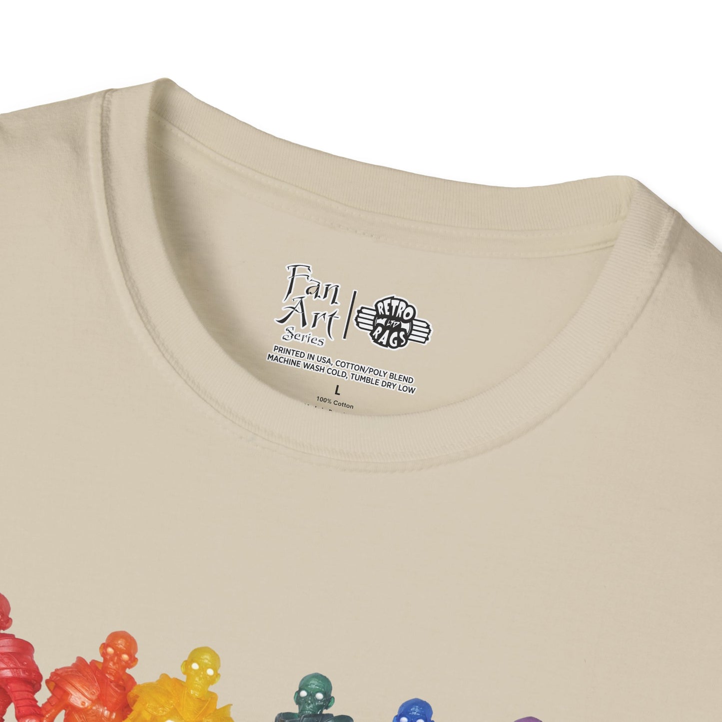 Rainbow Ghosts w/ Toy Culprits White Logo | Mythic Legions | Fan Art | Soft T-Shirt