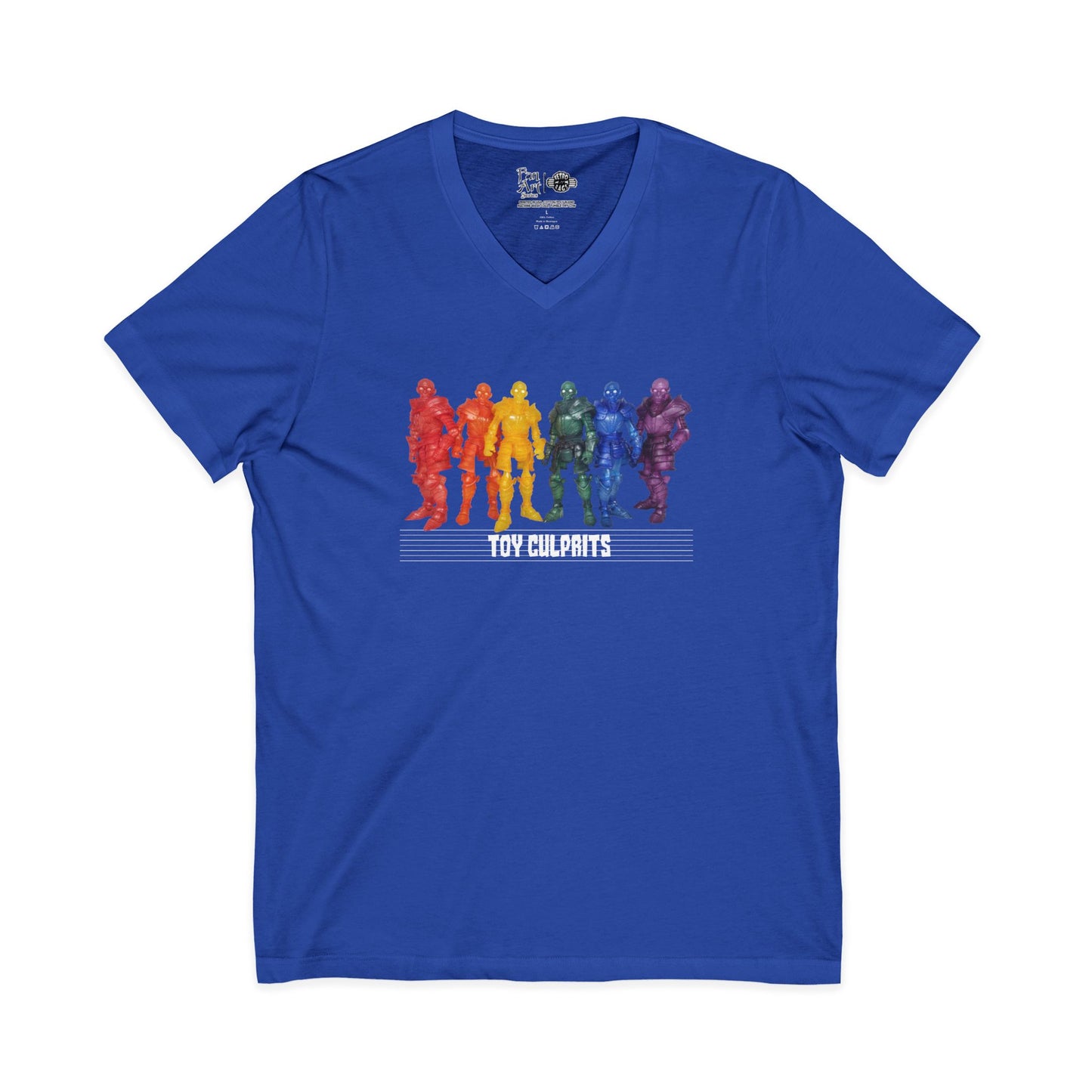Rainbow Ghosts w/ Toy Culprits White Logo | Mythic Legions | Fan Art | V-Neck T-Shirt
